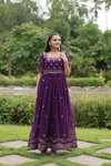 KA 1111 2 Faux Blooming Embroidery Wedding Gown Wholesale Shop In Surat

